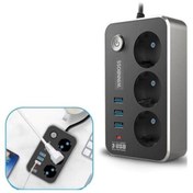 Resim Skygo Isıya Dayanıklı Termal Akım Korumalı 2 Mt 10A 2500W 3lü Priz ve 3 Usbi 21A Uzatma Kablosu 