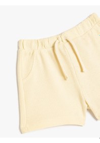 Resim Koton Beli Bağcıklı Pamuklu Cep Detaylı Basic Şort Bej 5smb40022tk Ekru 