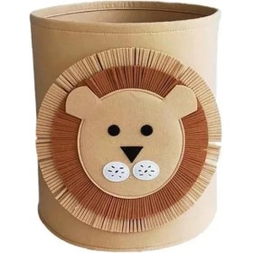 Resim Sepeti Katlanabilir Çocuk Odası Oyuncak Kutusu Keçe Çamaşır Kirli Sepet Oyuncak Eşya Istif Kutusu Çok Amaçlı Kutu (Aslan) 