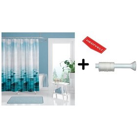 Resim Banyo Duş Perdesi 5075 120x200 Perde Borusu Askı Aparatı 90x130 Hediyeli Çok Renkli 