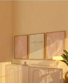 Resim Çerçevesiz Poster Xoxo, I Love You, Ve Kalp Tasarımlı Minimal 