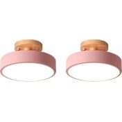 Resim Humble 2x Tavan Işıkları Modern LED Iskandinav Ahşap Aydınlatma Armatürü Kapalı Armatür Mutfak Oturma Yatak Odası Banyo-Pembe (Yurt Dışından) 