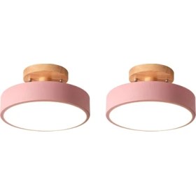 Resim Humble 2x Tavan Işıkları Modern LED Iskandinav Ahşap Aydınlatma Armatürü Kapalı Armatür Mutfak Oturma Yatak Odası Banyo-Pembe (Yurt Dışından) 