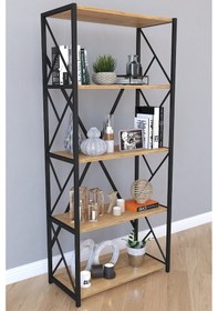 Resim 5 Raflı Metal Kitaplık Ofis Rafı Çok Amaçlı Metal Raf 