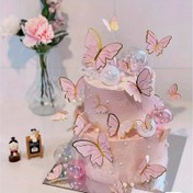 Resim 11 parça (1 set) Kek Süslemesi için Kelebekler/ Küçük Pastel Pembe Kelebek Kek Süsleri ve Cupcake Süsleri/ Mutlu Yıllar Kek Süsleri/ Düğün Cupcake Süsleri/ Kızlar ve Kadınlar için Parti Süslemeleri 