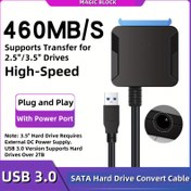 Resim 6.35/8.89 cm HDD/SSD için SATA'dan USB 3.0'a Hard Disk Adaptör Kablosu, 16TB'ye Kadar Destek, 12V Güç Kaynağı Portlu (Güç Adaptörü Dahil Değildir), Tak ve Çalıştır, Masaüstü ve Dizüstü Bilgisayarlar İçin Yüksek Hızlı Veri Aktarımı 