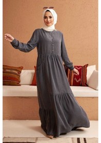Resim Neways 6575-Liyosel Elbise Gri 