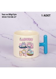 Resim Labubu Kaliteli Porselen İsim Yazılabilir Premium Hediyelik T Baskılı Kupa Bardak Doğum Günühediyesi Mavi 