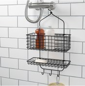 Resim Quality Shop Askılı Duş Sepeti 14x56x31 Cm Banyo Rafı Düzenleyici Paslanmaz Çelik Raf Siyah 