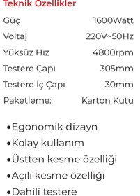 Resim İBTAŞ Max Extra Mx8130 - 305mm Gönye Kesme Makinesi 1600 Watt - Pvc - Ahşap - Metal - Alüminyum Kesme 