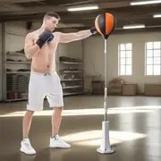 Resim 130-150cm Ayarlanabilir Yükseklikte Ağır Hizmet Demir Çerçeve Güçlü Vantuzlu - Turuncu/Siyah Çok Fonksiyonlu İç Mekan Fitness Ekipmanı, Yetişkinler için Boks & Kuvvet Antrenmanı, Ergonomik Tasarım, Güvenli Ayak Tabanı 