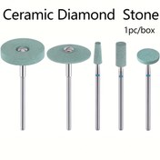 Resim 1 adet Seramik Elmas Parlatma Taşı Parlatma Zirkonya Porselen Shank Çap-2.35 Mm Mikromotor Düz El Aleti için 