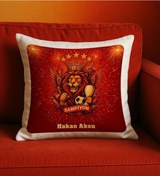 Resim Bk Gift Kişiye Özel Sarı Kırmızı 5 Yıldız Aslan Taraftar Tasarımlı Beyaz Kırlent Yastık-4, Taraftar Hediyesi, Doğum Günü Hediyesi, Arkadaşa Hediye Kob 