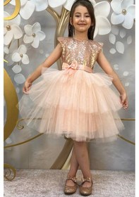 Resim Riccotarz Kız Çocuk Üstü Pulpayet İşlemeli Katkat Somon Abiye 4-7 Yaş 2221008008 