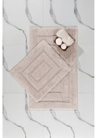 Resim Elart Solid Banyo Halısı Paspas Takımı Pamuklu 2 Adet 60x100 Cm Bej Bej 