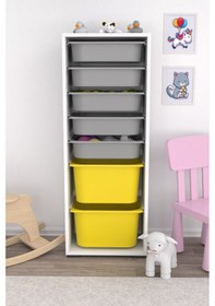 Resim Zola 7 Sepetli Dolap Oyuncak Dolabı Çok Amaçlı Sarı Gri Gri - Sarı 