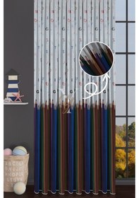 Resim Baskılı Kurşunlu Grek Tül Perde Çocuk Kalem Çok Renkli 