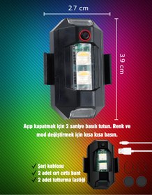 Resim Unichrome Led Anti Çarpışma Uyarı Işığı 7 Renk / Drone / Araba / Motor / Bisiklet / Kamp 