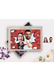 Resim Bk Gift Kişiye Özel Sevgililer Karikatürlü 1000 Parça Profesyonel Puzzle-16 