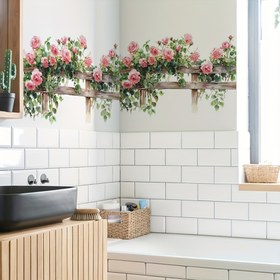 Resim Çiçekli Çit Yatak Odası Oturma Odası Giriş Holü Gardırop Ev Dekor Duvar Stickerları - Kolay Soyulur, Kalıntı Bırakmaz, Duvarlar, Fayanslar, Kapılar vb. İçin Uygun - Şık Banyo Duvar Kağıdı 