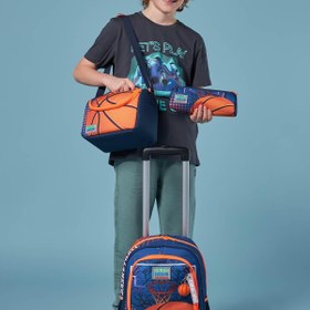 Resim Coral High Kids Turuncu Lacivert Basketbol Desenli Üç Bölmeli Çekçekli 3'lü Çanta Seti SET0123966 