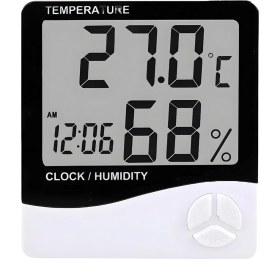 Resim Ev Ofis Oda Için Masaüstü Dijital Göstergeli Termometre Nem ve Isı Ölçer Saat Thermometer Hygrometer 