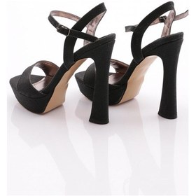 Resim Dgn 2011 Kadın Tek Şeritli Topuklu Abiye Ayakkabi Siyah Çizgili 