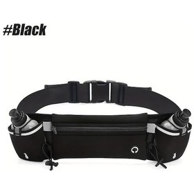 Resim Dashanshop Siyah Koşu Bel Çantası Su Şişe Cebi Telefon Kılıfı Fitness Doğa Yürüyüşü Siyah 