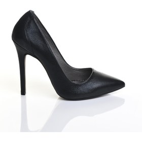 Resim Sevim Ayakkabı Kadın Stiletto Sıvama Doku Siyah Ayakkabı 