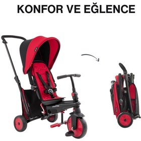 Resim SmarTrike STR3 Plus 5’i 1 Arada Modüler Katlanabilir Bebek Arabası ve Üç Tekerlekli Bebek Bisikleti - Red 
