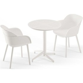 Resim Bintaşmobilya 2 Kişilik Bahçe Balkon Mutfak Cafe Masa Sandalye Takımı 70 x 70 CM Beyaz 
