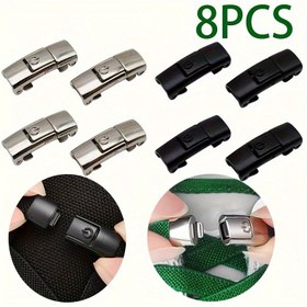 Resim 8 adet Şık Metal Hızlı Kapatma Bağsız Ayakkabı Bağcığı Tokaları - Rahat Giyim için Ayarlanabilir Uyumlu Basınç Tokaları - Kadınlar ve Erkekler için Kolay Ayakkabı Bağcığı Klipsleri, Moda Ayakkabı Bağcığı Aksesuarları|Ayarlanabilir Uyum Tokaları|Dayanıklı Metal Tokalar 