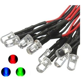 Resim 12v 5mm Şeffaf Flaşör Rgb Yavaş Mantar Led 0,22mm²20 Cm Kablolu 5adet 