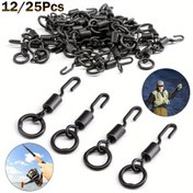 Resim 12/25 adet Bakır Hızlı Değiştirme Spinner Döner, Dayanıklı Ronnie Rig Karp Mikro Kancalı Döner, Spor & Açık Hava Balıkçılık Ekipmanları için Balıkçılık Aksesuarları 
