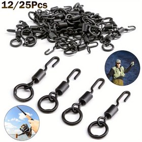 Resim 12/25 adet Bakır Hızlı Değiştirme Spinner Döner, Dayanıklı Ronnie Rig Karp Mikro Kancalı Döner, Spor & Açık Hava Balıkçılık Ekipmanları için Balıkçılık Aksesuarları 