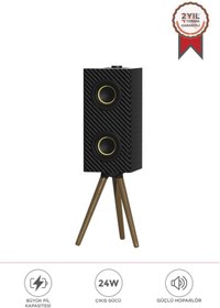Resim Torima D67 Siyah Kablosuz Hoparlör 24W Çift Sürücü, 3000mAh Batarya, Taşınabilir Ayaklı Speaker 