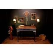 Resim Wooding 100 Cm Masif Ceviz Lacivert Oymalı Çalışma Masası 