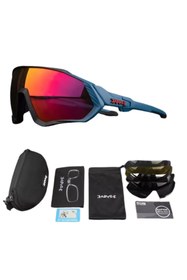 Resim HALL BREATHE Değişebilir 5 Lensli Dağ, Bisiklet ve Kayak İçin Polarize Spor Gözlüğü Mavi 