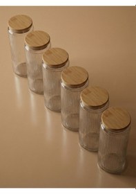 Resim Leelahome 6'lı Set Bambu Vakum Kapaklı Cam Saklama Kabı 2000 Ml Şeffaf 