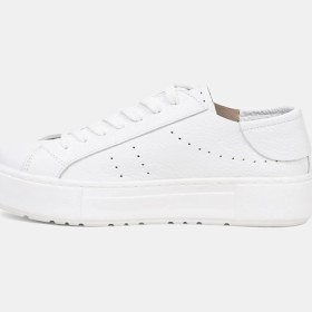 Resim Desa Kadın Beyaz Bağcıklı Kalın Tabanlı Deri Spor Ayakkabı 