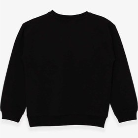 Resim Kız Çocuk Sweatshirt Pullu Baskılı Siyah (9-14 Yaş) 