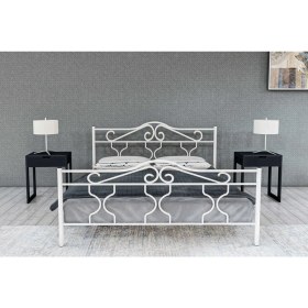 Resim Metalia Gm 301 Gold Çift Kişilik Metal Karyola Beyaz 150X200 