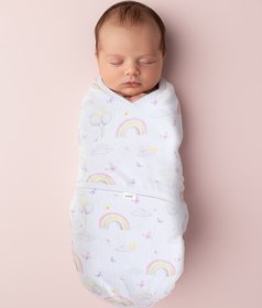 Resim Kanz Yenidoğan %100 Pamuk Müslin Hazır Kundak Cırtlı - Soft Rainbow 