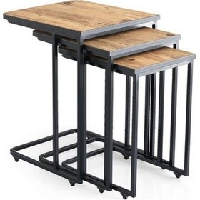 Resim Mermer Desen C Zigon Sehpa 3'Lü Mdflam Desenli Renkli (483367306) 