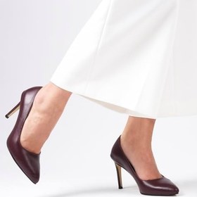 Resim Mio Gusto Elora Hakiki Deri Bordo Stiletto 