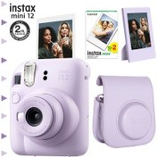 Resim Fujifilm Instax Mini 12 Fotoğraf Makinesi + 20'li Film + Çerçeve + Deri Kılıf Seti Lila 
