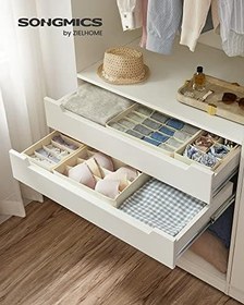 Resim SONGMICS İç Giyim Saklama Kutuları, Çekmece Organizatörü, Dolap Organizeri, Katlanabilir, Sütyen, İç Çamaşırı, Çorap, Kravat İçin Katlanır Kutu, Kumaş Kutu 4'lü Set Bej Rus04M 