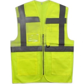 Resim Kant Reflektörlü Cepli Mühendis Ikaz Yeleği Fosfor Sarı 