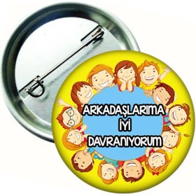 Resim Hediye Panayırı Arkadaşlarıma Iyi Davranıyorum Rozeti 