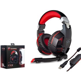 Resim Hadron G59 Titreşimli 7.1 Surround Mikrofonlu USB 2.4 M Örgülü Kablolu Kulak Üstü Oyuncu Kulaklığı Kırmızı Siyah 
